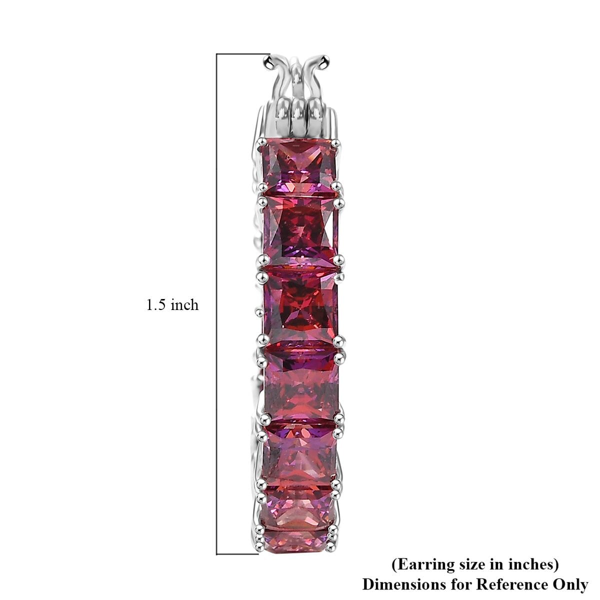 TLV J Francis Embellished with Dark Red Zirconia by Swarovski Hoop Earrings in Rhodium Over Sterling Silver 37.65 ctw image number 5