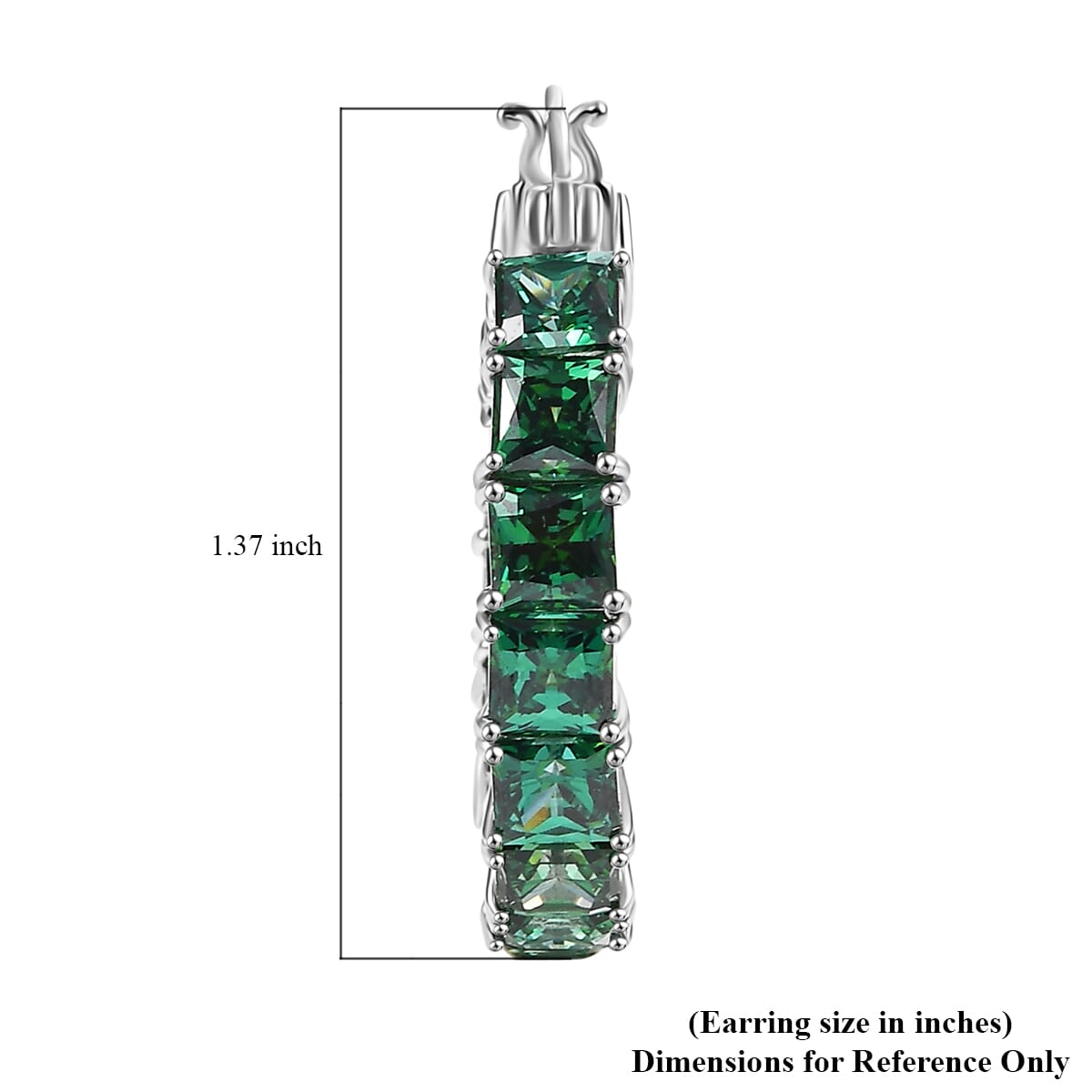 J Francis Embellished with Green Zirconia by Swarovski 37.75 ctw Hoop Earrings in Rhodium Over Sterling Silver image number 5