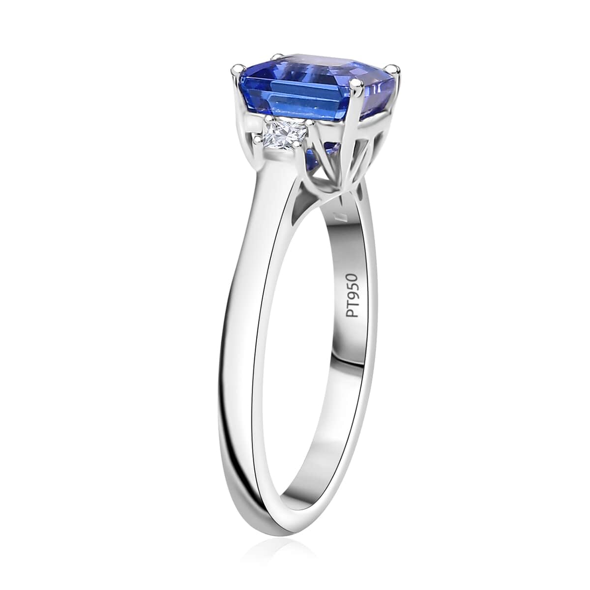 Doorbuster Certified & Appraised Rhapsody 950 Platinum Asscher Cut AAAA Tanzanite, Diamond (E-F, VS) Ring (Size 10.0) (4.88 g) 2.15 ctw image number 3