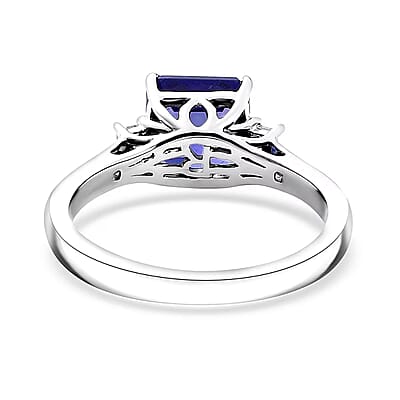 Certified & Appraised Rhapsody 950 Platinum Asscher Cut AAAA Tanzanite, Diamond (E-F, VS) Ring (Size 4.0) (4.88 g) 2.14 ctw