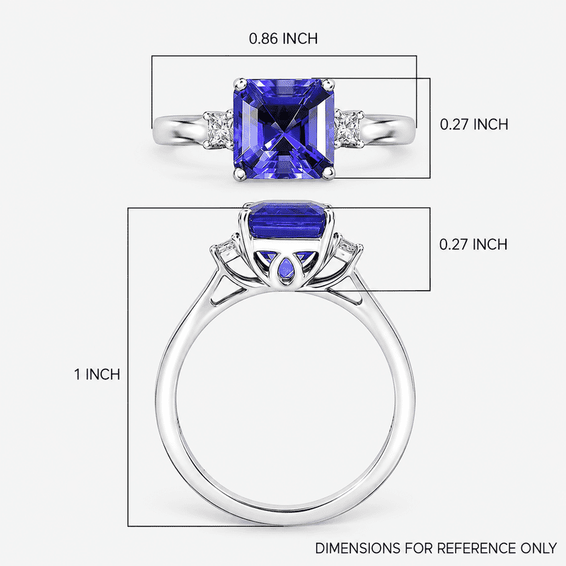 Certified & Appraised Rhapsody 950 Platinum Asscher Cut AAAA Tanzanite, Diamond (E-F, VS) Ring (Size 6.5) (4.88 g) 2.14 ctw