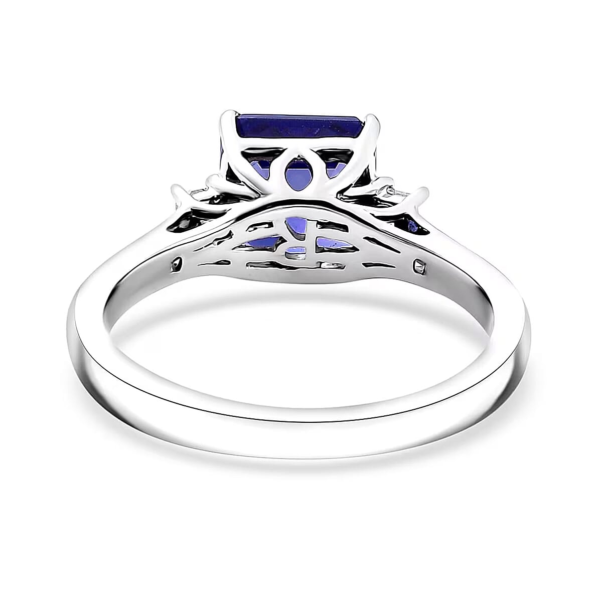Certified & Appraised Rhapsody 950 Platinum Asscher Cut AAAA Tanzanite, Diamond (E-F, VS) Ring (Size 9.5) (4.88 g) 2.14 ctw image number 7