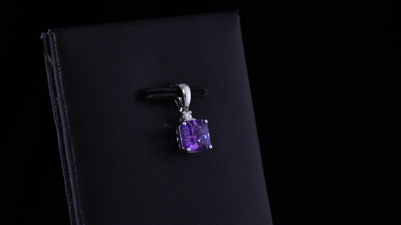 Certified & Appraised Rhapsody Asscher Cut AAAA Tanzanite and E-F VS Diamond 2.00 ctw Pendant without Chain in 950 Platinum