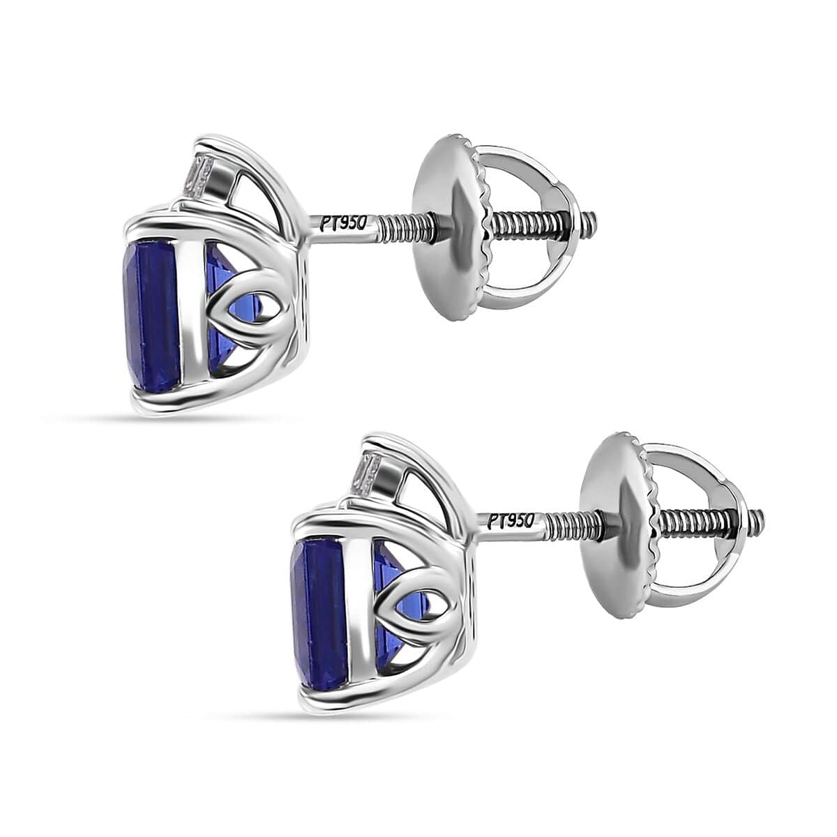 Doorbuster Certified & Appraised Rhapsody Asscher Cut AAAA Tanzanite and E-F VS Diamond 2.69 ctw Earrings in 950 Platinum image number 4