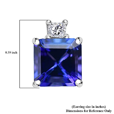 Certified & Appraised Rhapsody Asscher Cut AAAA Tanzanite and E-F VS Diamond 2.69 ctw Earrings in 950 Platinum