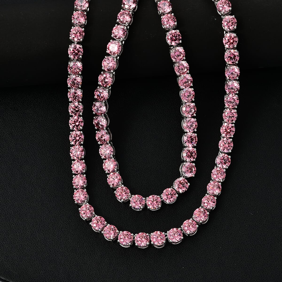 J Francis Embellished with Pink Zirconia by Swarovski 75.10 ctw Celestial Radiance Necklace in Rhodium Over Sterling Silver 18 Inches image number 1
