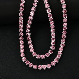 J Francis Embellished with Pink Zirconia by Swarovski 75.10 ctw Celestial Radiance Necklace in Rhodium Over Sterling Silver 18 Inches