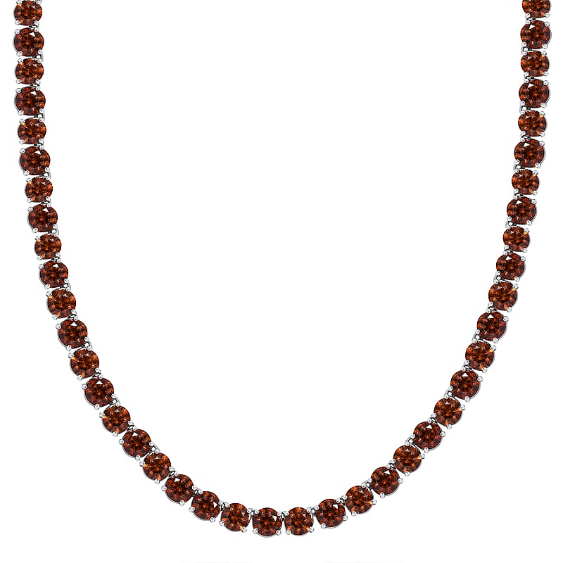 J Francis Embellished with Caramel Zirconia by Swarovski 71.40 ctw Celestial Radiance Necklace in Rhodium Over Sterling Silver 18 Inches