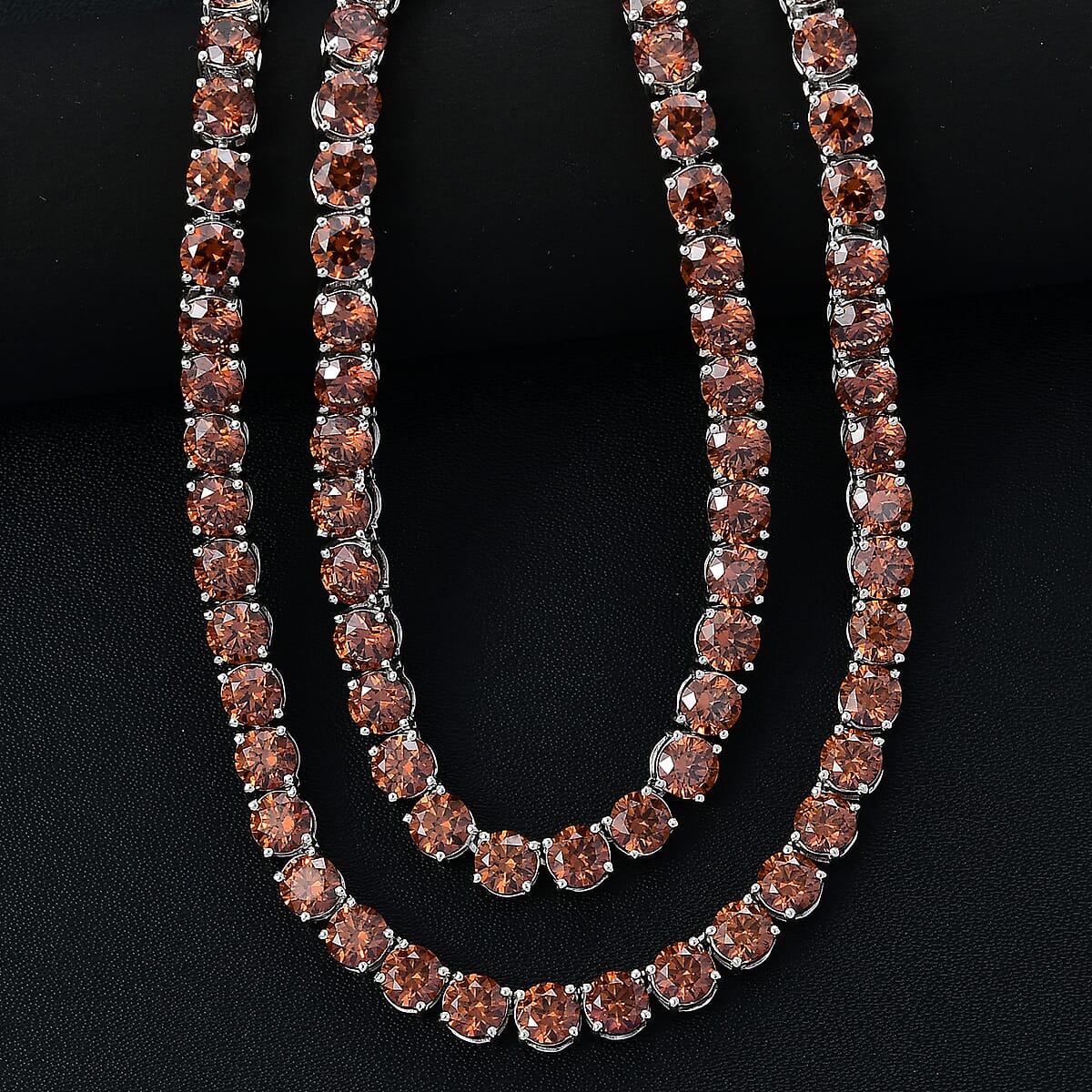 J Francis Embellished with Caramel Zirconia by Swarovski 71.40 ctw Celestial Radiance Necklace in Rhodium Over Sterling Silver 18 Inches image number 1