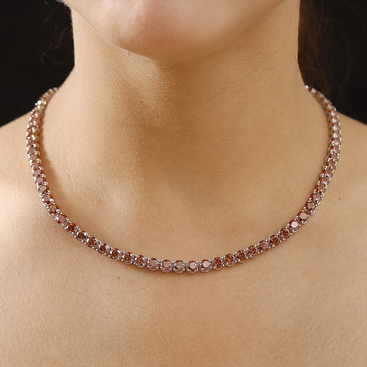 J Francis Embellished with Caramel Zirconia by Swarovski 71.40 ctw Celestial Radiance Necklace in Rhodium Over Sterling Silver 18 Inches image number 2