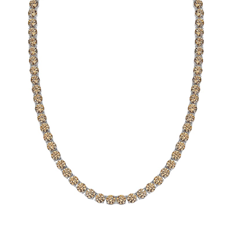 J Francis Embellished with Fancy Yellow Zirconia by Swarovski 73.25 ctw Celestial Radiance Necklace in Rhodium Over Sterling Silver 18 Inches