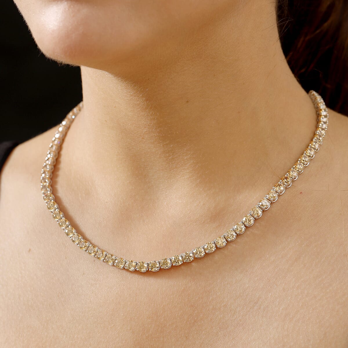 J Francis Embellished with Fancy Yellow Zirconia by Swarovski 73.25 ctw Celestial Radiance Necklace in Rhodium Over Sterling Silver 18 Inches image number 2