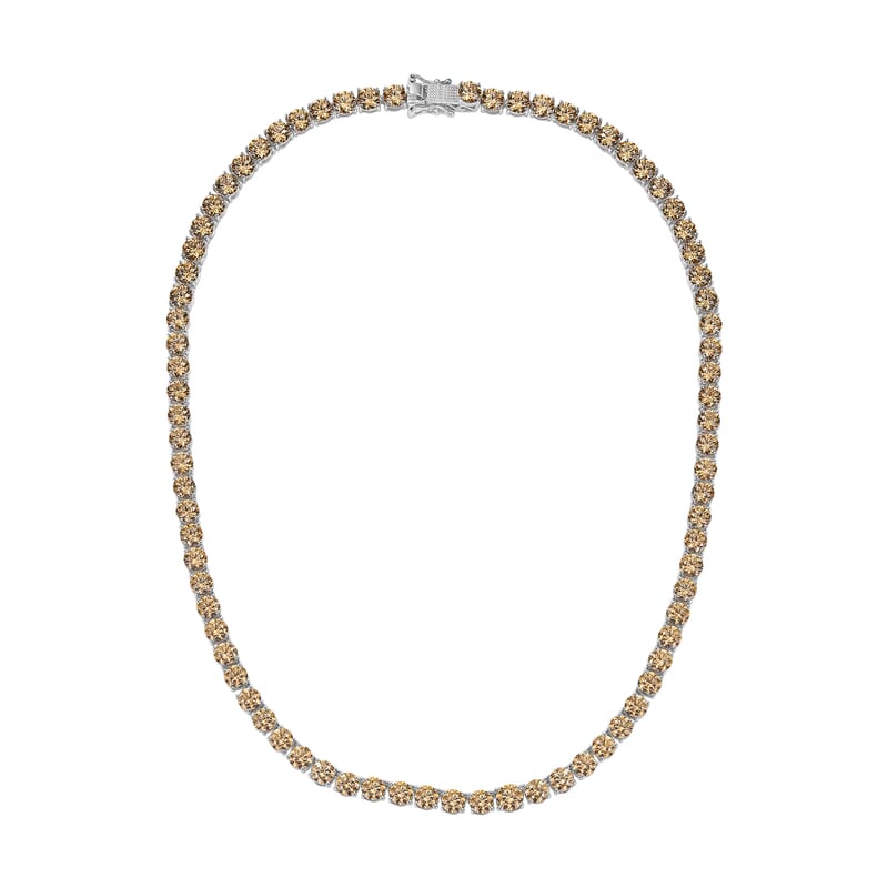J Francis Embellished with Fancy Yellow Zirconia by Swarovski 73.25 ctw Celestial Radiance Necklace in Rhodium Over Sterling Silver 18 Inches
