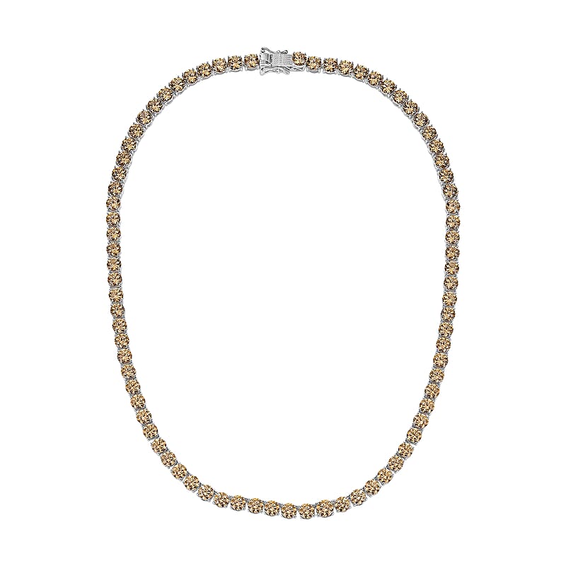 J Francis Embellished with Fancy Yellow Zirconia by Swarovski 73.25 ctw Celestial Radiance Necklace in Rhodium Over Sterling Silver 18 Inches