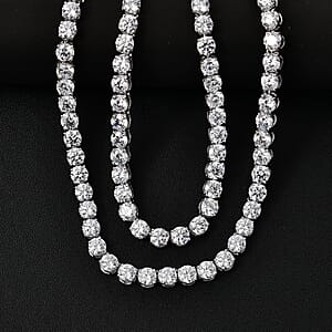 J Francis Embellished with Zirconia by Swarovski 72.90 ctw Celestial Radiance Necklace in Rhodium Over Sterling Silver 18 Inches