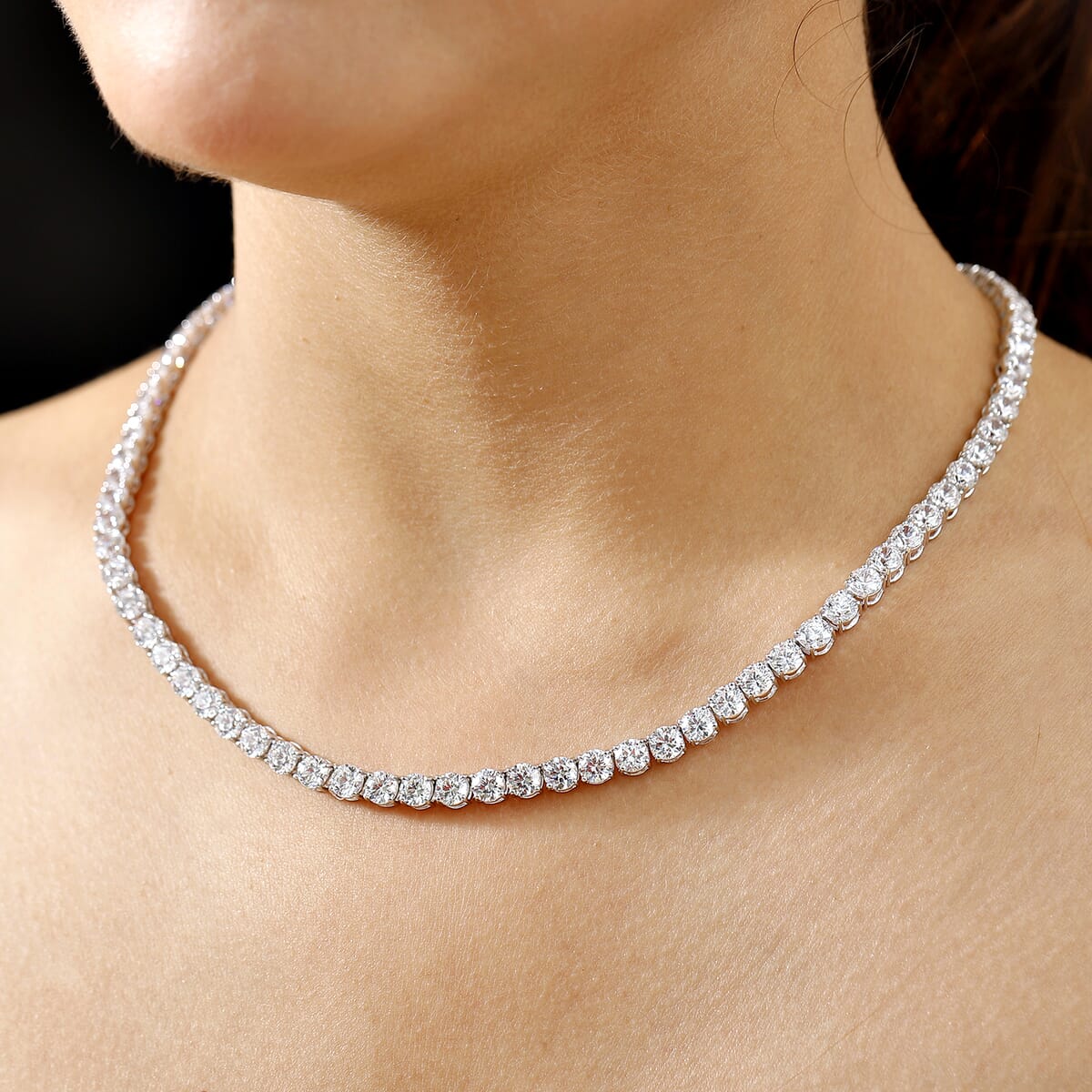 J Francis Embellished with Zirconia by Swarovski 72.90 ctw Celestial Radiance Necklace in Rhodium Over Sterling Silver 18 Inches image number 2