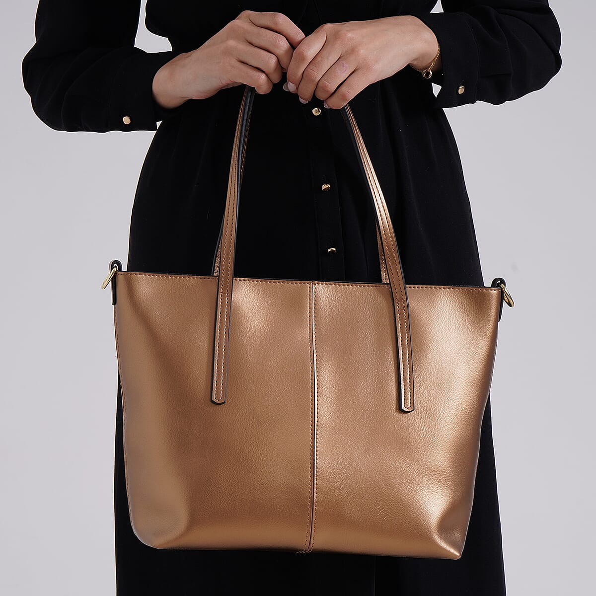 Closeout Deal Golden Genuine Leather Tote Bag image number 2