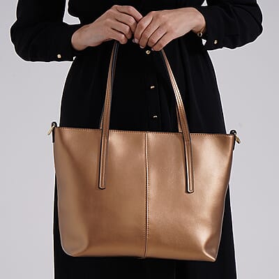 Closeout Deal Golden Genuine Leather Tote Bag
