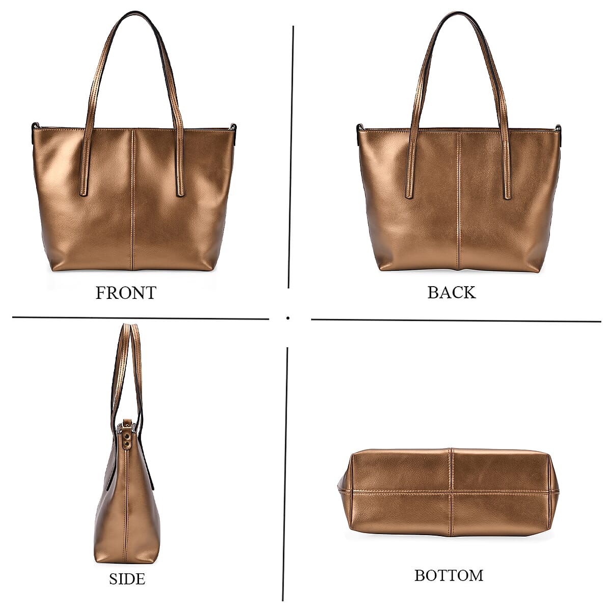 Closeout Deal Golden Genuine Leather Tote Bag image number 3