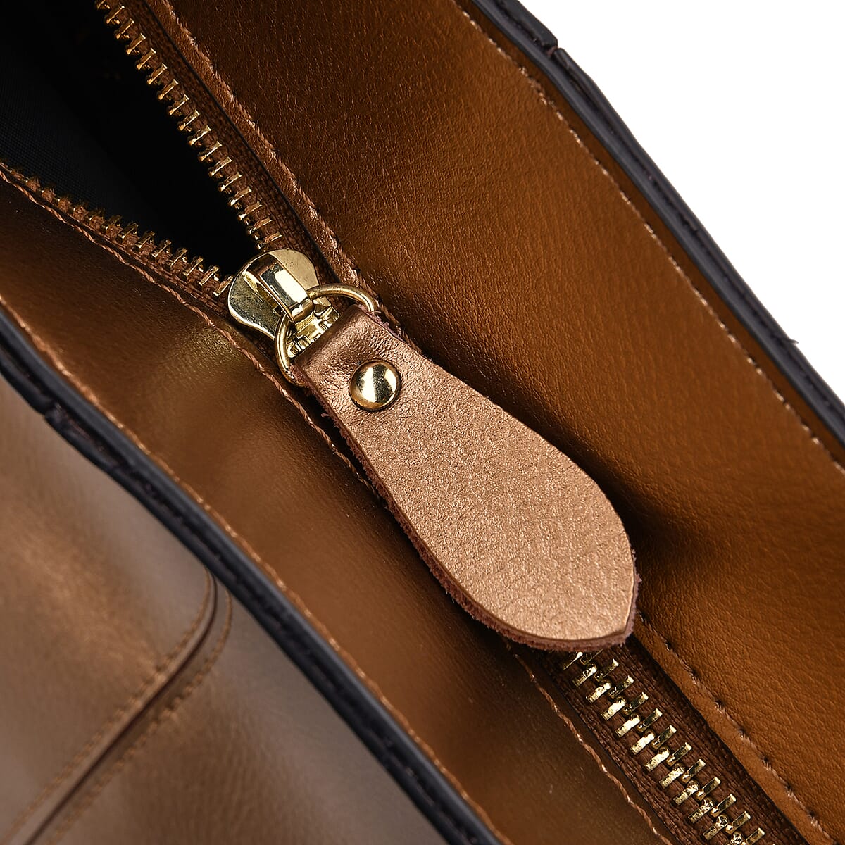 Closeout Deal Golden Genuine Leather Tote Bag image number 5