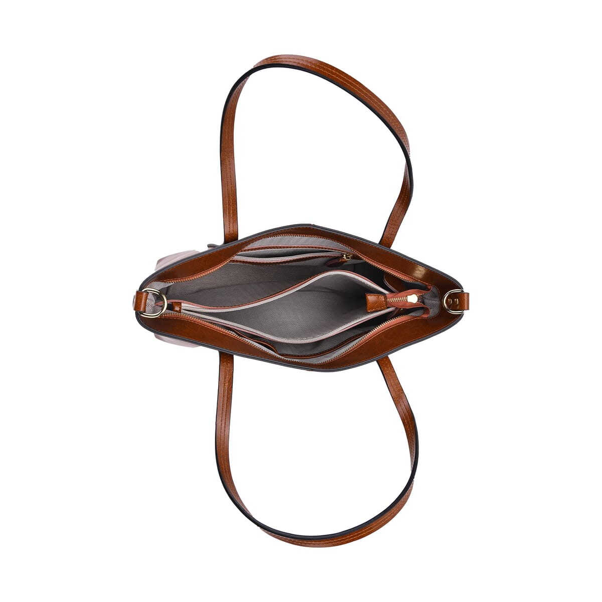 Closeout Deal Tan Genuine Leather Tote Bag image number 4