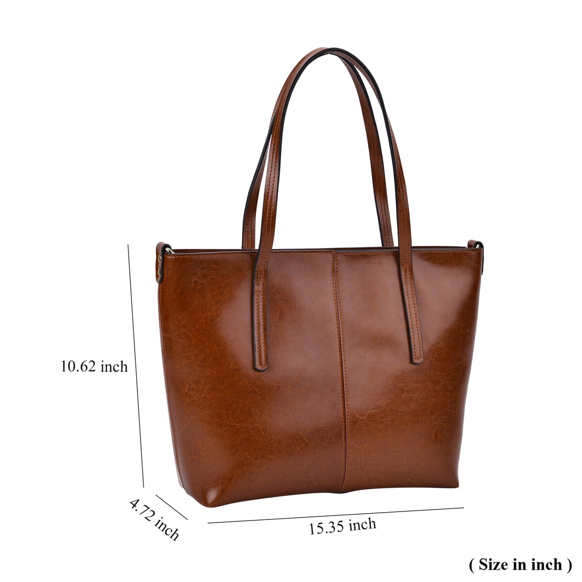 Closeout Deal Tan Genuine Leather Tote Bag image number 6