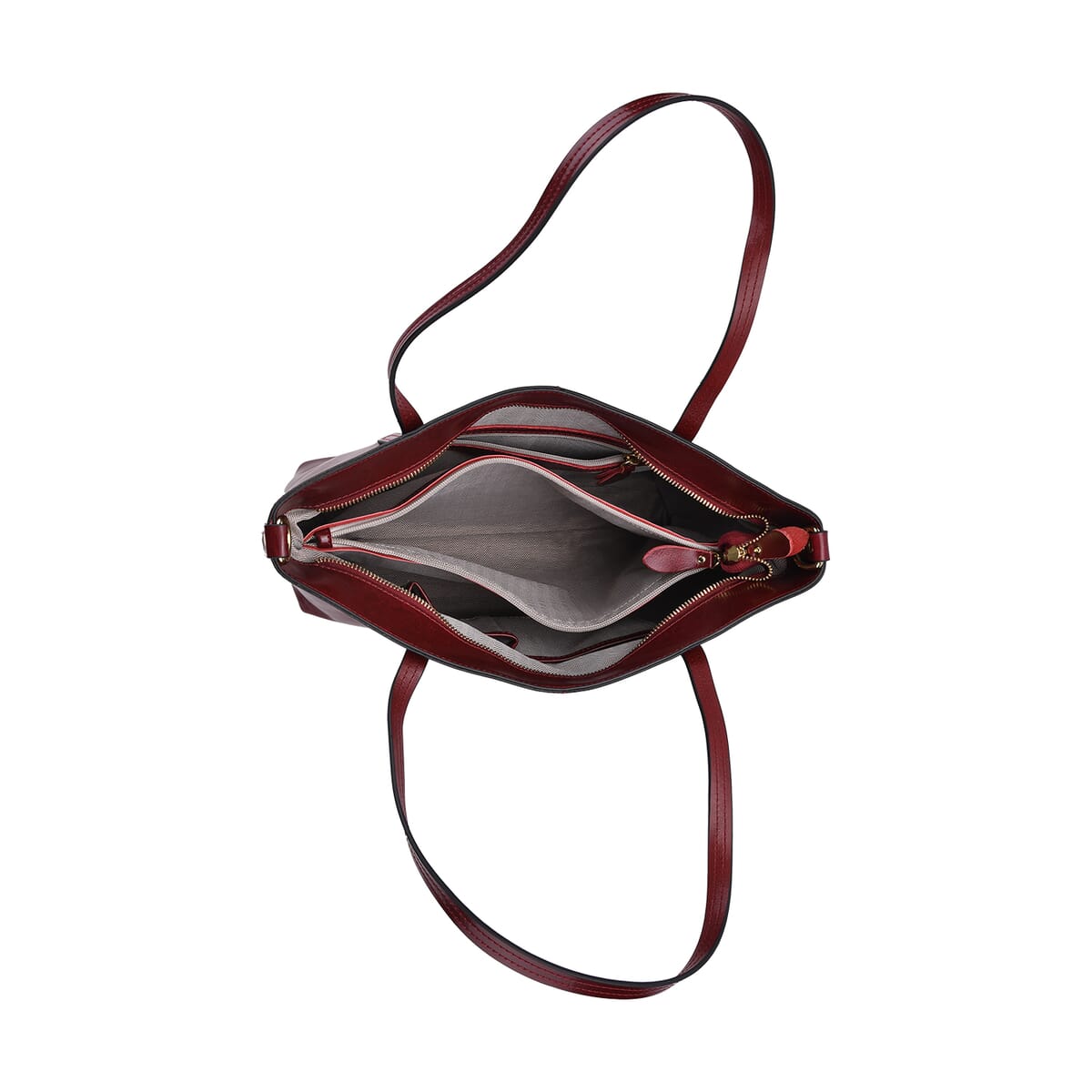 Closeout Deal Burgundy Genuine Leather Tote Bag image number 4