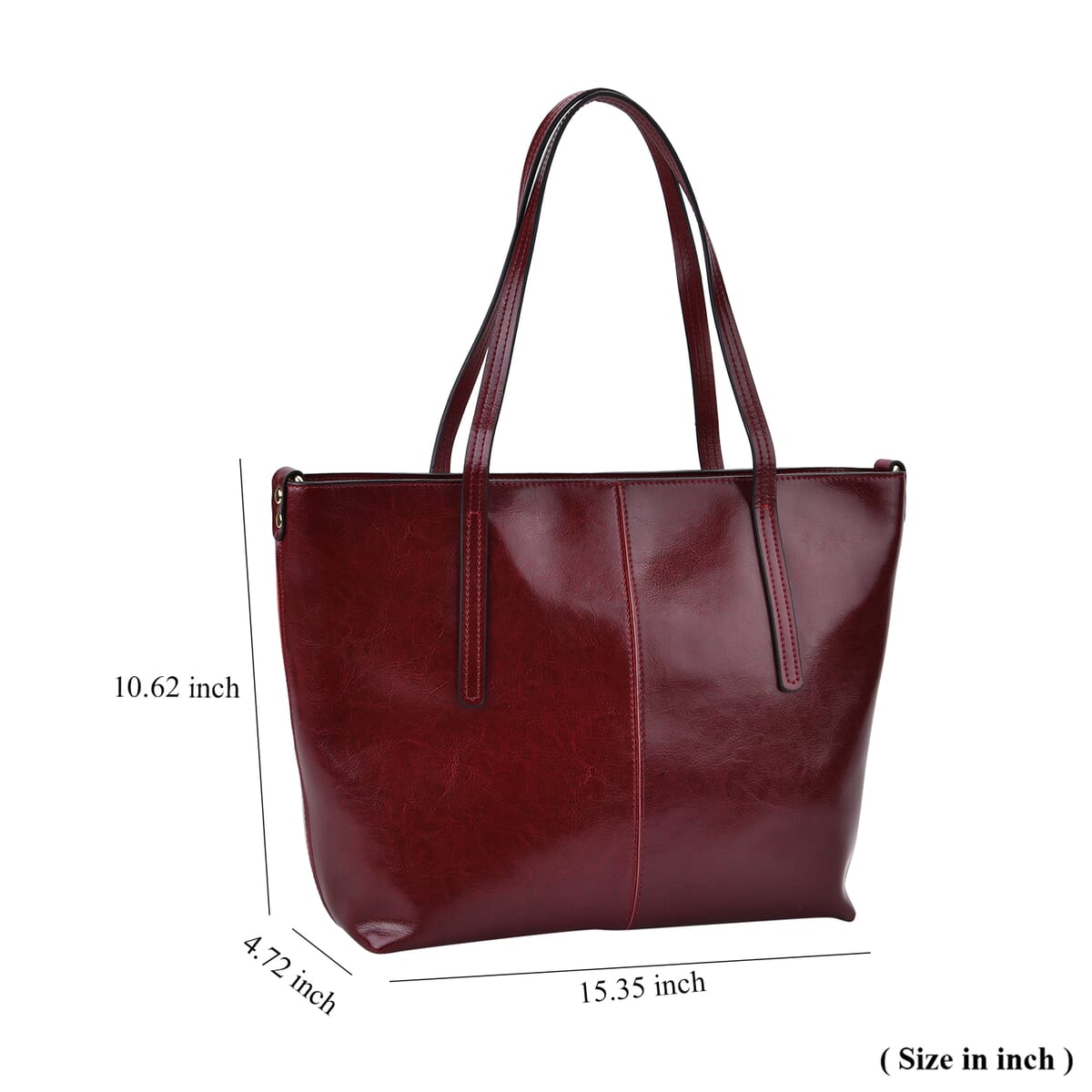 Closeout Deal Burgundy Genuine Leather Tote Bag image number 6