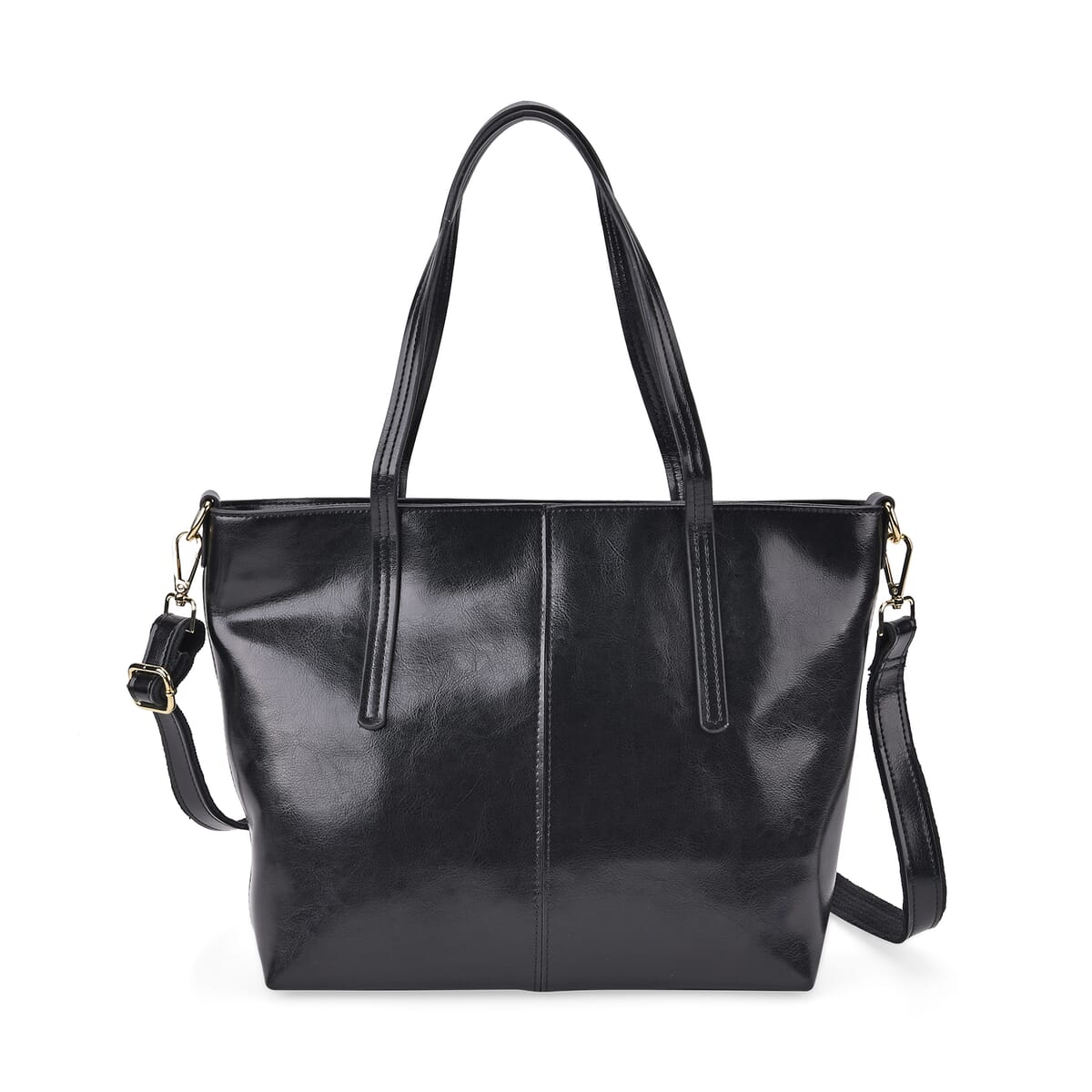 Closeout Deal Black Genuine Leather Tote Bag image number 0
