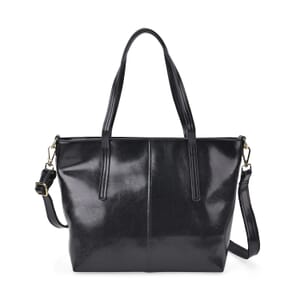 Closeout Deal Black Genuine Leather Tote Bag