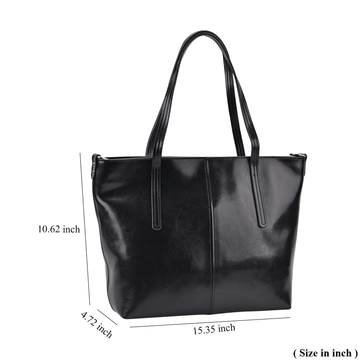 Closeout Deal Black Genuine Leather Tote Bag image number 6