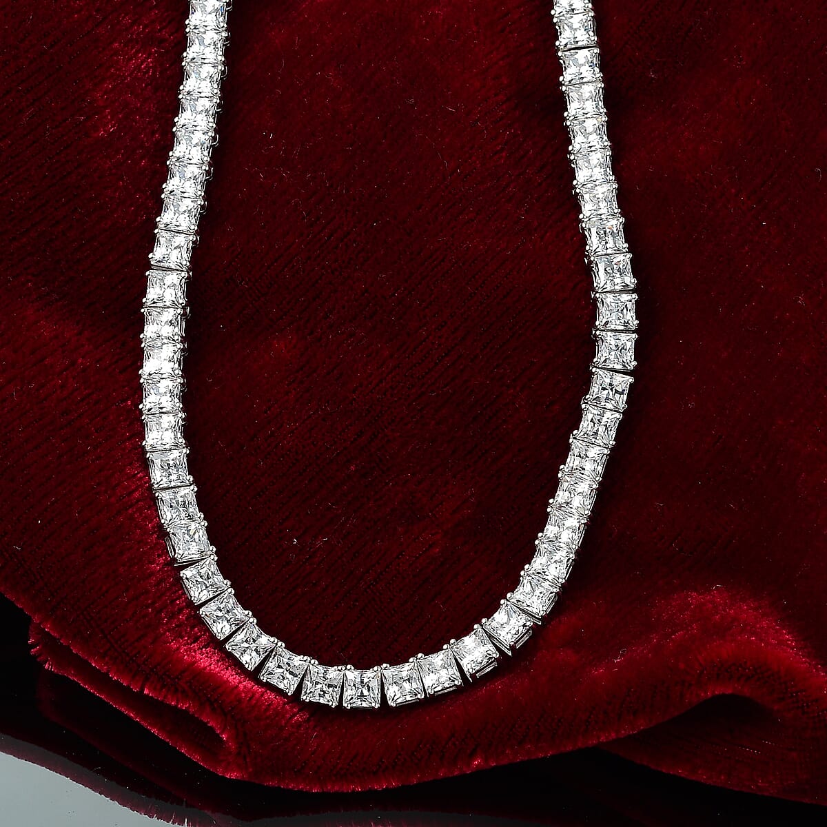 J Francis Embellished with Zirconia by Swarovski 87.90 ctw Necklace 18 Inches in Rhodium Over Sterling Silver image number 1