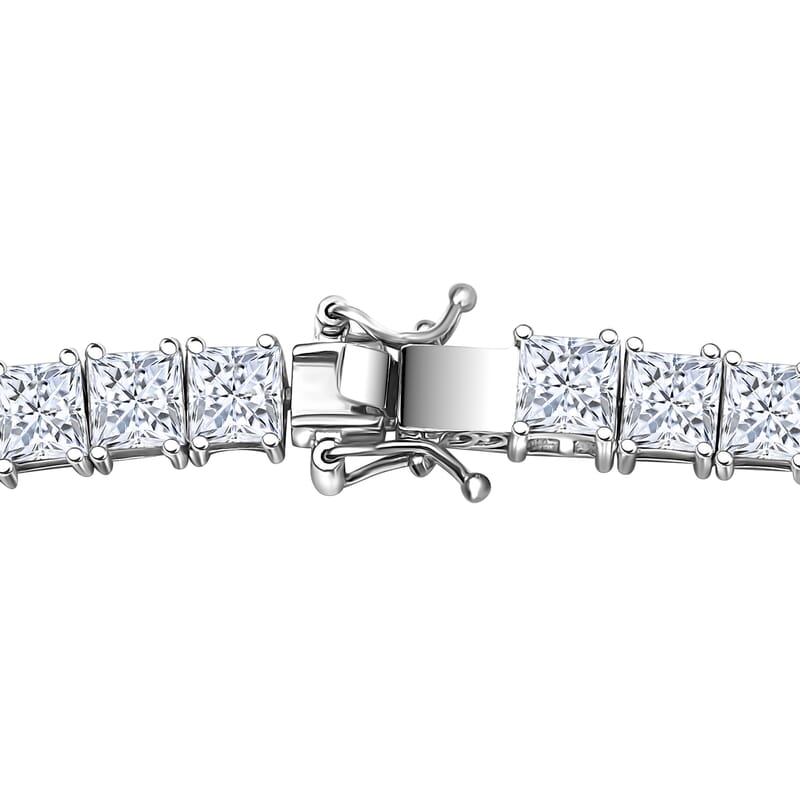 J Francis Embellished with Zirconia by Swarovski 87.90 ctw Iconic Tennis Necklace 18 Inches in Rhodium Over Sterling Silver