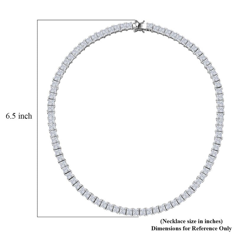 J Francis Embellished with Zirconia by Swarovski 87.90 ctw Iconic Tennis Necklace 18 Inches in Rhodium Over Sterling Silver
