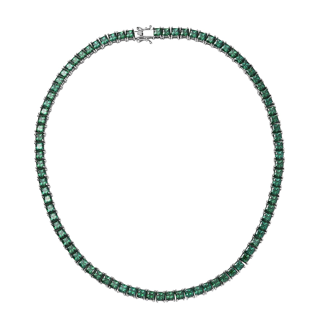 J Francis Embellished with Green Zirconia by Swarovski 56.90 ctw Iconic Tennis Necklace 18 Inches in Rhodium Over Sterling Silver image number 3