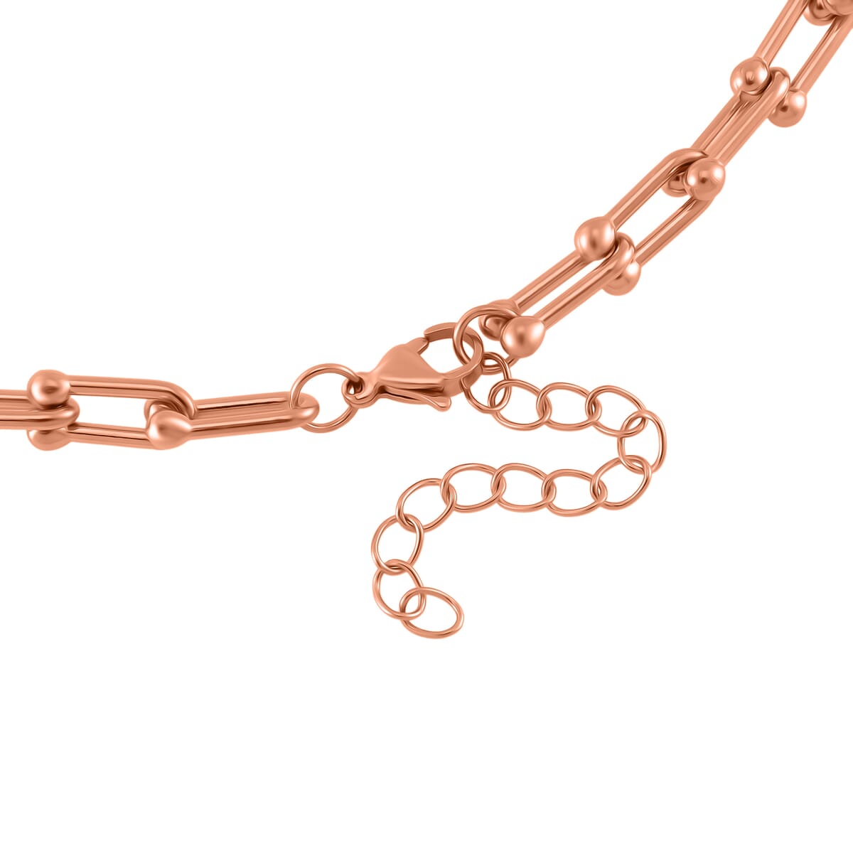 White Austrian Crystal U Link Horseshoe Necklace 18-20 Inches in ION Plated RG Stainless Steel image number 4