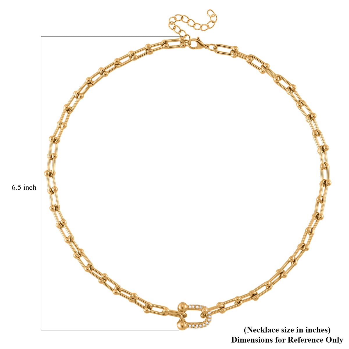 White Austrian Crystal U Link Horseshoe Necklace 18-20 Inches in ION Plated YG Stainless Steel image number 5