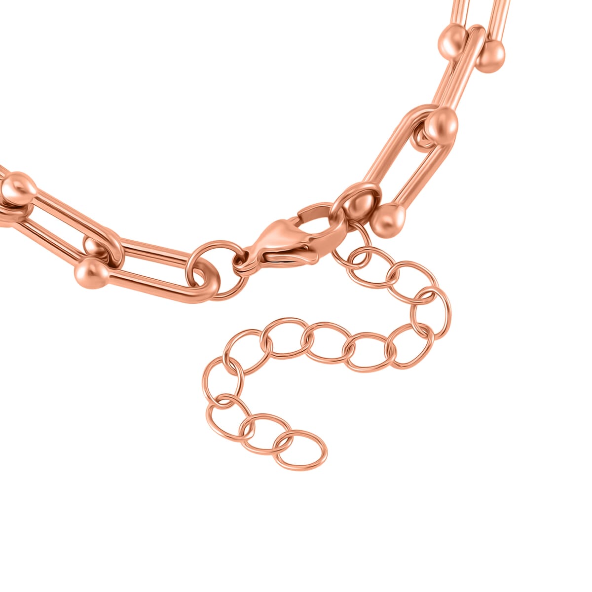 White Austrian Crystal U Link Horseshoe Bracelet in ION Plated RG Stainless Steel (7.5-9.5In) image number 3