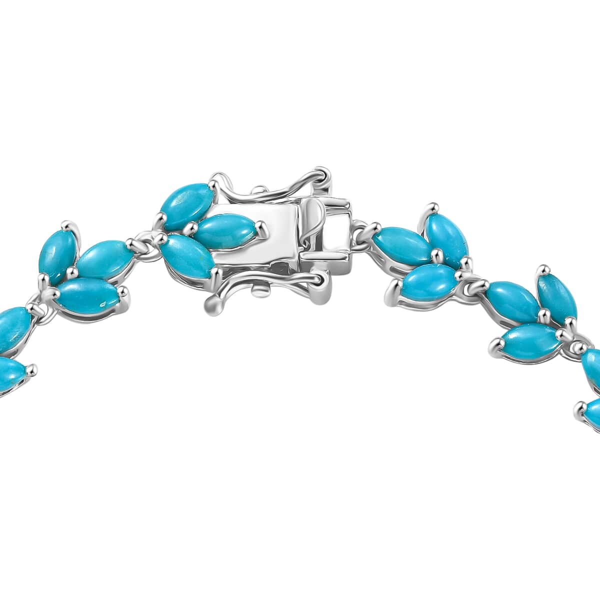 Sleeping Beauty Turquoise and Moissanite 10.25 ctw Vine Bracelet in Rhodium Over Sterling Silver (7.25 In) image number 3