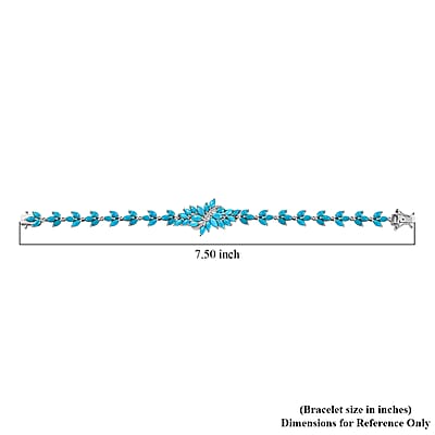 D'Joy Sleeping Beauty Turquoise and Moissanite 10.25 ctw Vine Bracelet in Rhodium Over Sterling Silver (7.25 In)