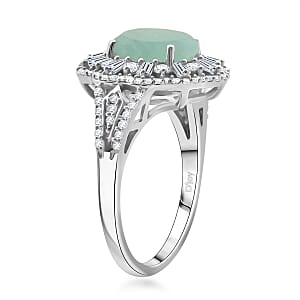 Grandidierite and Moissanite 3.65 ctw Ethereal Majesty Ring in Rhodium Over Sterling Silver (Size 10.0)