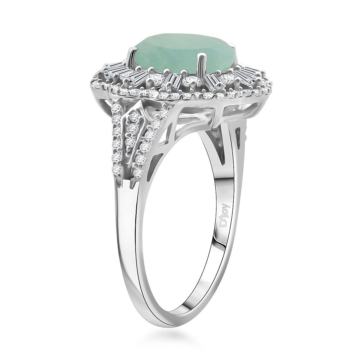 Grandidierite and Moissanite 3.65 ctw Ethereal Majesty Ring in Rhodium Over Sterling Silver (Size 7.0) image number 3