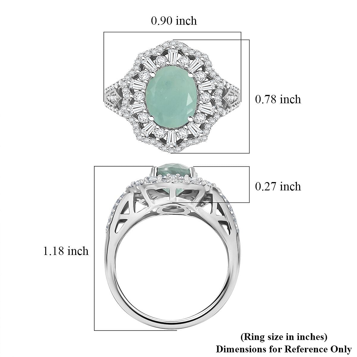 Grandidierite and Moissanite 3.65 ctw Ethereal Majesty Ring in Rhodium Over Sterling Silver (Size 7.0) image number 5
