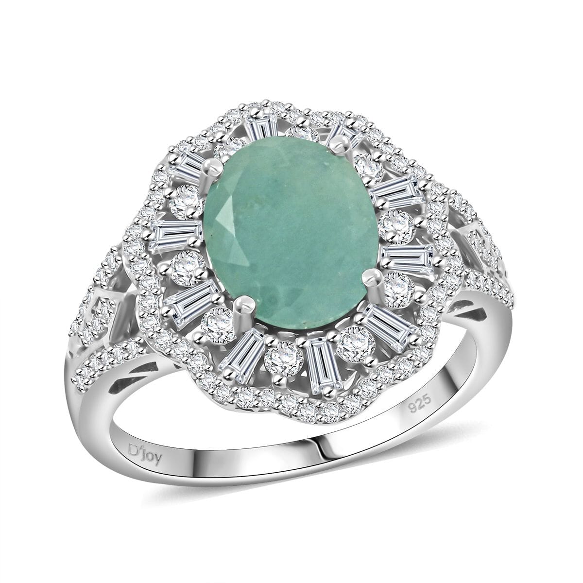 Grandidierite and Moissanite 3.65 ctw Ethereal Majesty Ring in Rhodium Over Sterling Silver (Size 9.0) image number 0