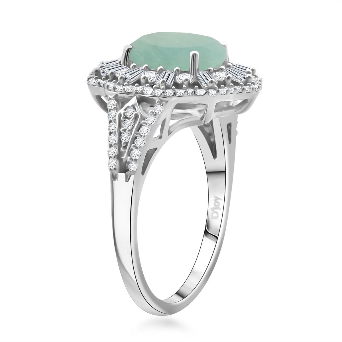 Grandidierite and Moissanite 3.65 ctw Ethereal Majesty Ring in Rhodium Over Sterling Silver (Size 9.0) image number 3