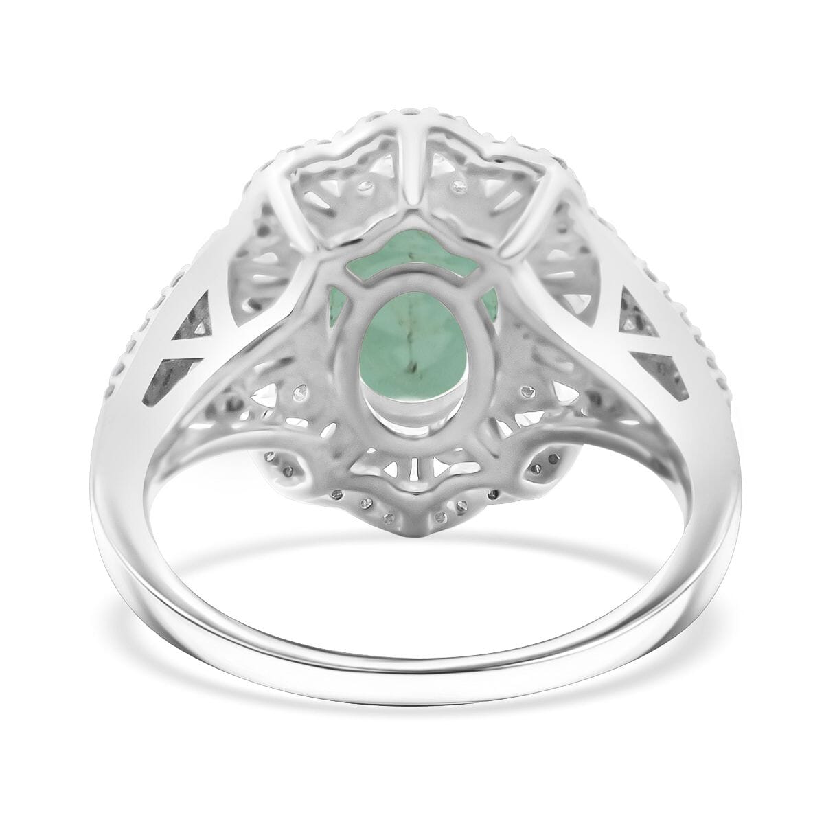 Grandidierite and Moissanite 3.65 ctw Ethereal Majesty Ring in Rhodium Over Sterling Silver (Size 9.0) image number 4