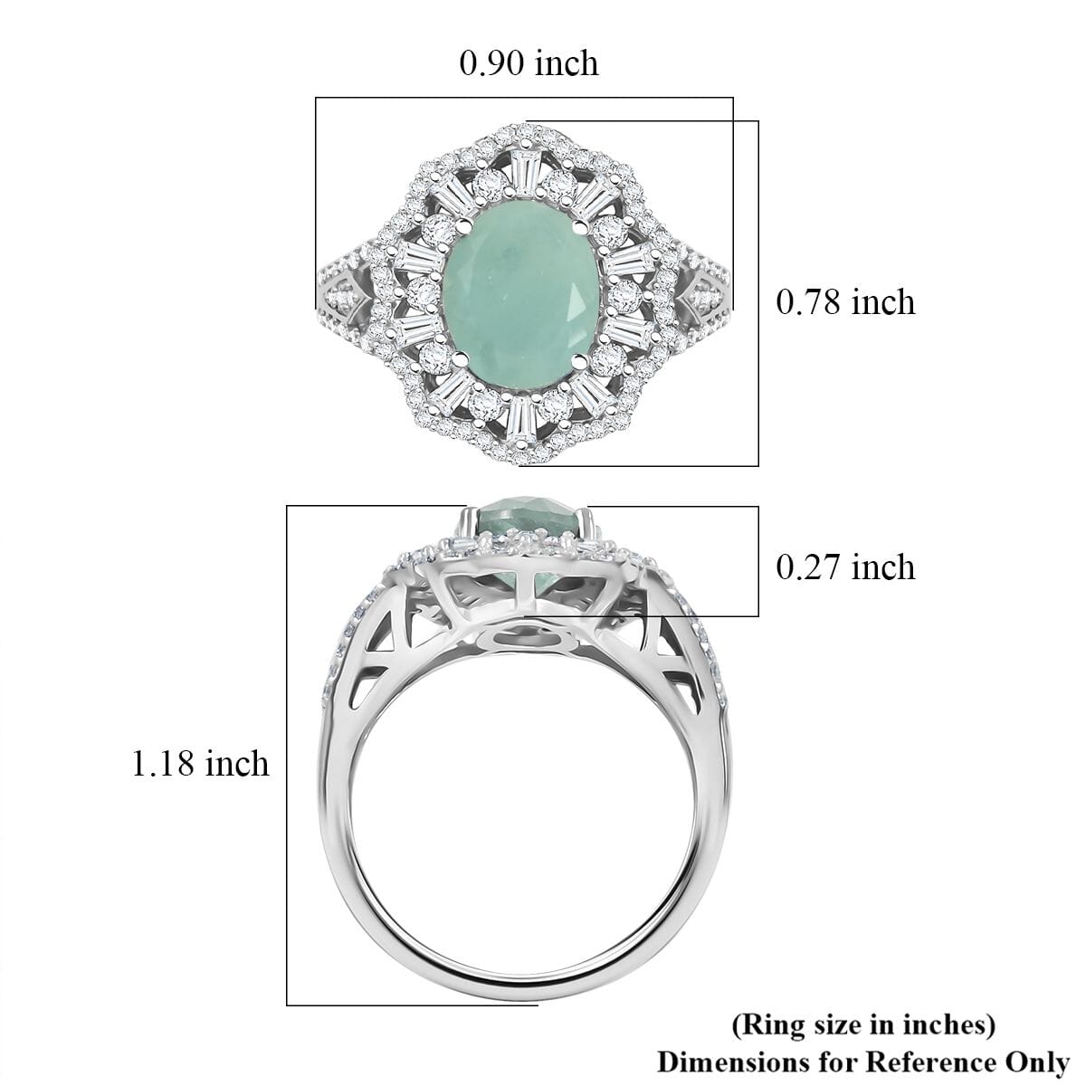 Grandidierite and Moissanite 3.65 ctw Ethereal Majesty Ring in Rhodium Over Sterling Silver (Size 9.0) image number 5
