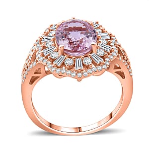 Martha Rocha Kunzite and Moissanite 4.30 ctw Ethereal Majesty Ring in 18K Vermeil Rose Gold Over Sterling Silver (Size 6.0)