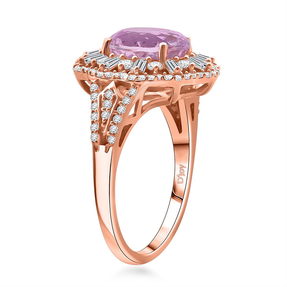 Martha Rocha Kunzite and Moissanite 4.30 ctw Ethereal Majesty Ring in 18K Vermeil Rose Gold Over Sterling Silver (Size 6.0)
