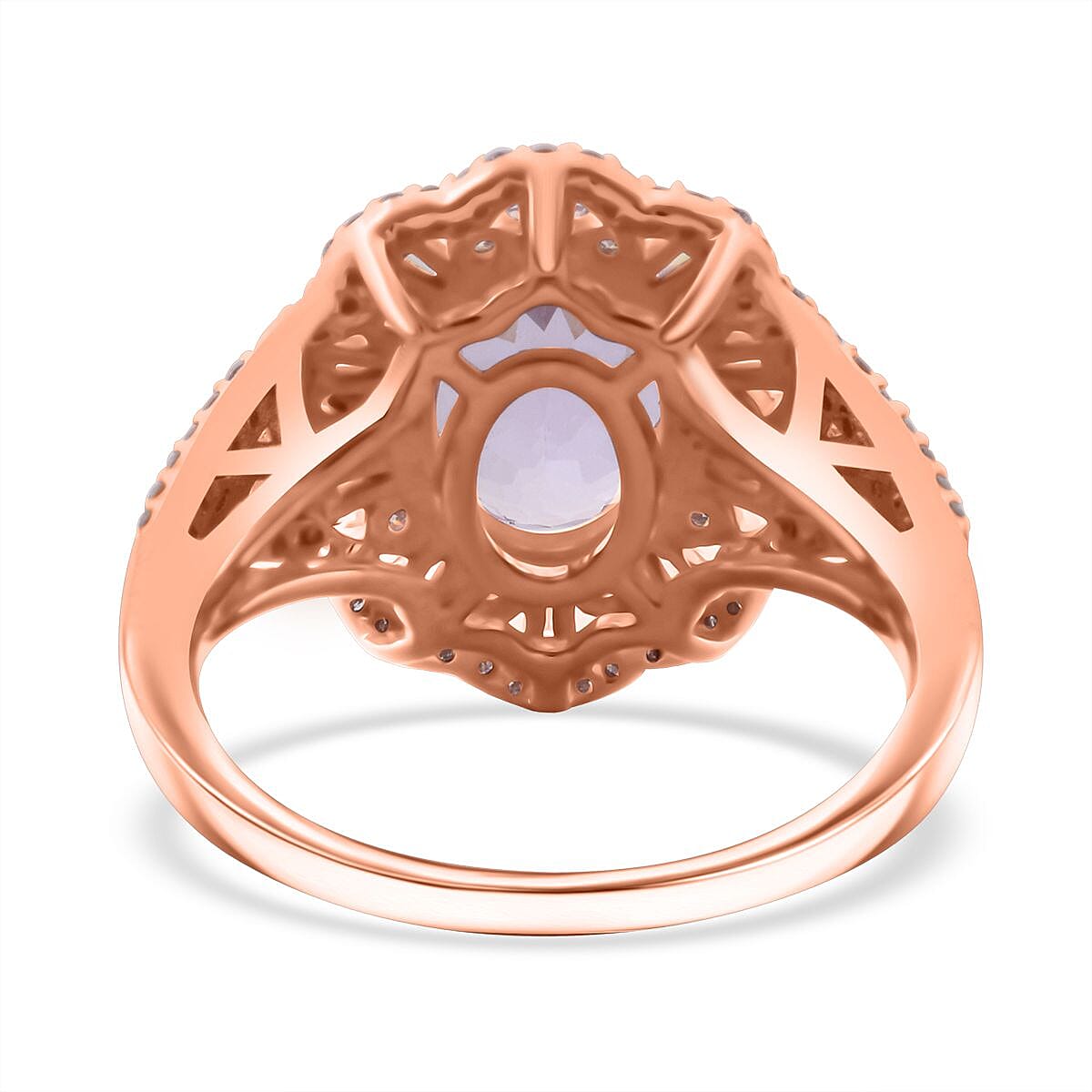 Martha Rocha Kunzite and Moissanite 4.30 ctw Ethereal Majesty Ring in 18K Vermeil Rose Gold Over Sterling Silver (Size 6.0)